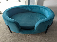 PawHut Blue Raised Fabric Dog Sofa Bed with Raised Feet, Medium Dog Size Teal