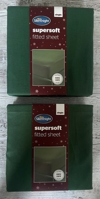 2 x SilentNight Supersoft Spannbettlaken grün (einzeln) pflegeleicht bügelfrei 190x90