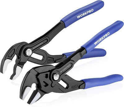 WORKPRO 2PC 7'' Plier Wrench Groove Joint Plier Set Quick Adjustment Wide Opening