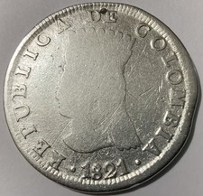 1821 BA JF BOGATA COLUMBIA 8 REALES | CUNDINAMARCA | POMAGRANATE SILVER HOLE