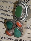 Vintage Native American Old Pawn Rings - Turquoise & Coral - Unmarked Silver