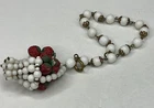 Vintage Goldtone & Milk Glass Fruit Basket Bracelet