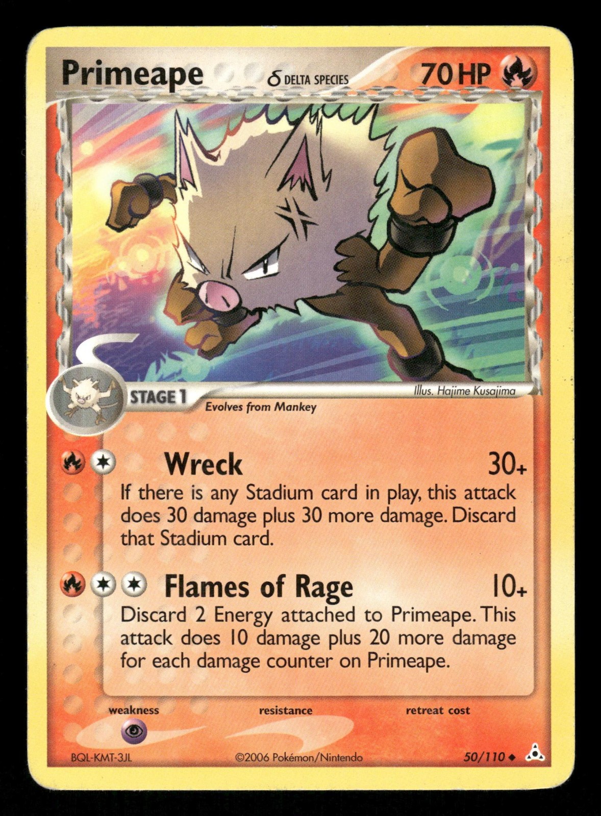 Primeape 50/110 MP Uncommon Holon Phantoms 2006 Pokemon TCG