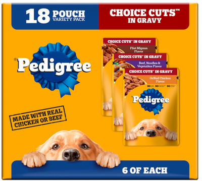 Pedigree Choice Cuts in Gravy Wet Dog Food, Adult Soft Wet Dog Food, Variety Pac