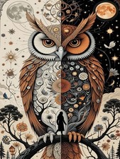 Owl Diamond Art Kits for Adults, Diamond Painting Kits for Adults, 5D DIY Round