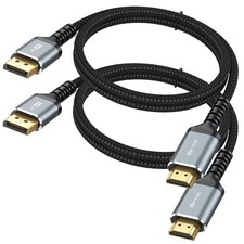 DisplayPort to HDMI Cable 6ft 2-Pack 3840 x 2160P Male to Male - Connect PC