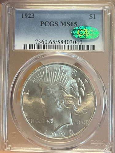 1923 PCGS & CAC MS65 Peace Silver Dollar