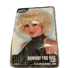 NEW Runway Fro Wig Curly Blonde Afro Halloween Adult Costume Accessory Disco Fun