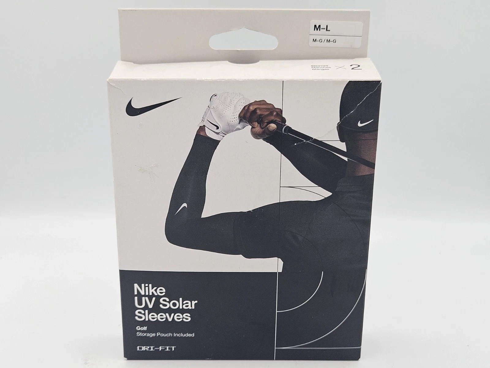 Men's Nike Dri-Fit UV Solar Golf Sleeves Black Adult Size M/L New