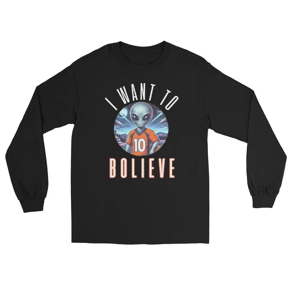 NEW Nix Shirt Long Sleeve Bo Lieve Shirt Alien Shirt Denver Football Broncos Tee - Image 2 of 4