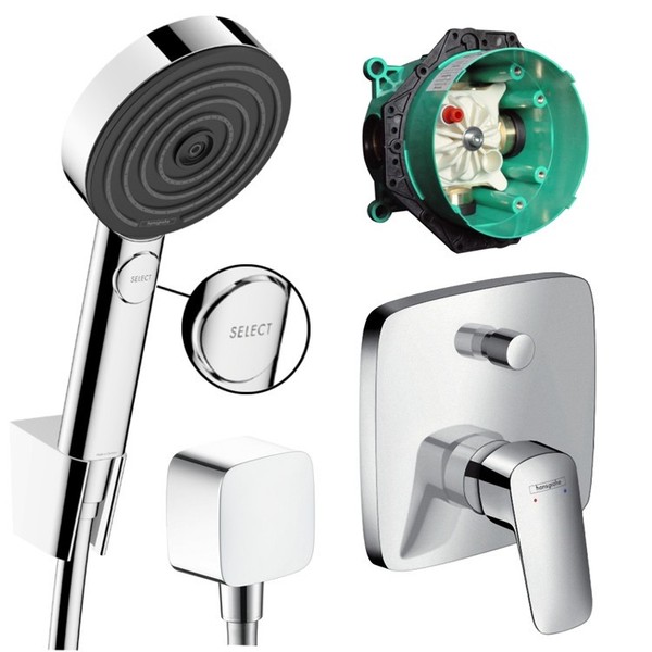 Hansgrohe Logis Unterputz Wannen Armatur Set Up Bad Pulsify Select S Handbrause-image