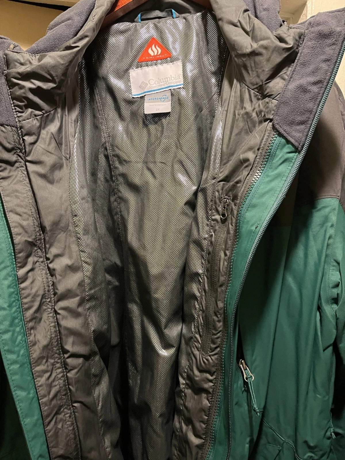 Columbia Mens Sz XXL Green Interchange Omni Heat Omni-Tech Jacket (Pre-Owned)