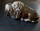 Antique Roseville Pottery BUFFALO Still Coin Bank  VHTF Circa 1910s 5 3/4  x  3"