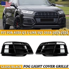 2x Front Bumper Fog Light Grille Grill Cover Black For Audi Q5 S-line Sq5 18-20 2x Front Bumper Fog Light Grille Grill Cover Black For Audi Q5 S-line Sq5 18-20