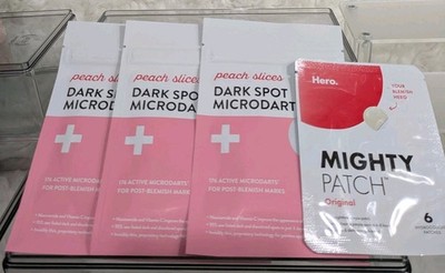 3PK Peach Slices Dark Spot Microdarts ~ 9 PATCHES Each Plus Hero Micropatch NEW 