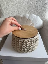 Small crochet lidded basket, handmade basket, storage organization