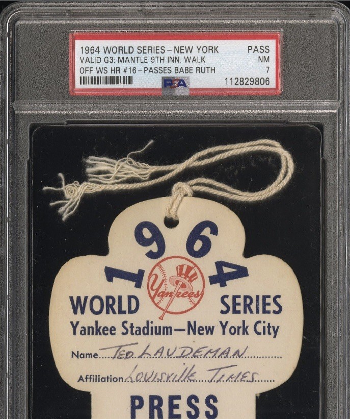 1964 World Series PSA Pass Ticket Mickey Mantle HR 16Tops Babe Ruth Record NM⚾️ view 2