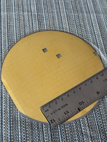 Silicon wafer - gold plated - scribed - 6mm die width - semiconductor education