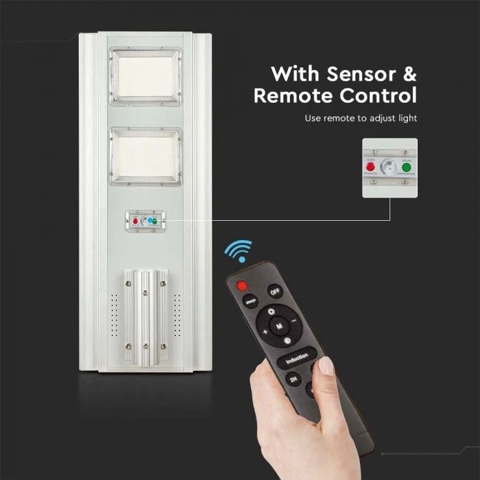 V-TAC VT-20201 armatura stradale led 200W smd con pannello solare da 33W sensore - Immagine 2 di 4