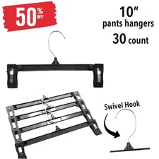 Black Clothes Hangers 10" For Pants - 30 Qty  *SALE* 50% OFF (IT#33)