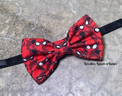 Spiderman Bow Tie Adjustable Strap, Pre Tie Marvel Comics Superhero Bow Tie