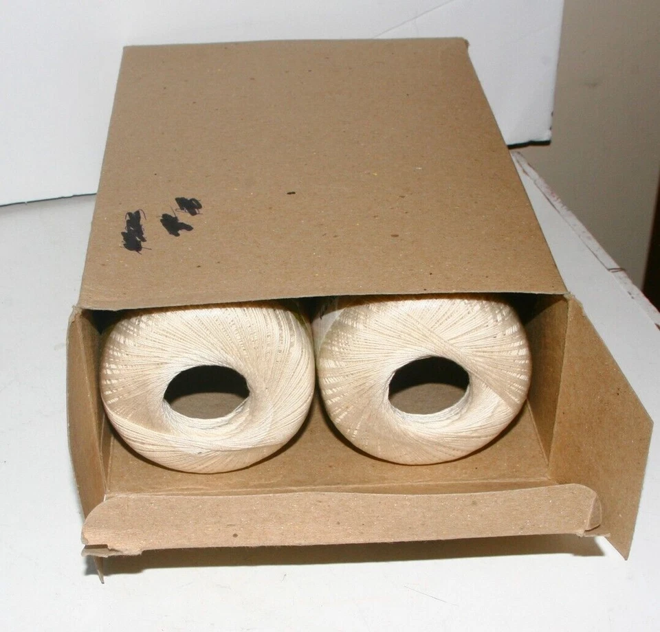 J&P Coats Cotton Knit-Cro-Sheen Crochet Thread 6pc lot New Color: 61 Ecru (#2) - Image 2 of 4