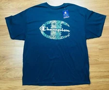 Champion Men's Big & Tall Classic Big C Script Logo T-Shirt, Blue 2XL