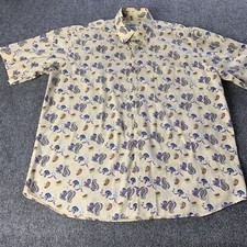 Alan Flusser Mens Button Up Shirt Short Sleeve Paisley Cotton Size XL