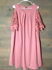 Shein Curve Womans Dress Sz 2XL pullover Rose  lace sleeves drop shoulder