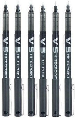 Pilot BX V5 Black Rollerball Pen 0.5mm Extra Fine Tip, Pack of 6, Smooth Writing