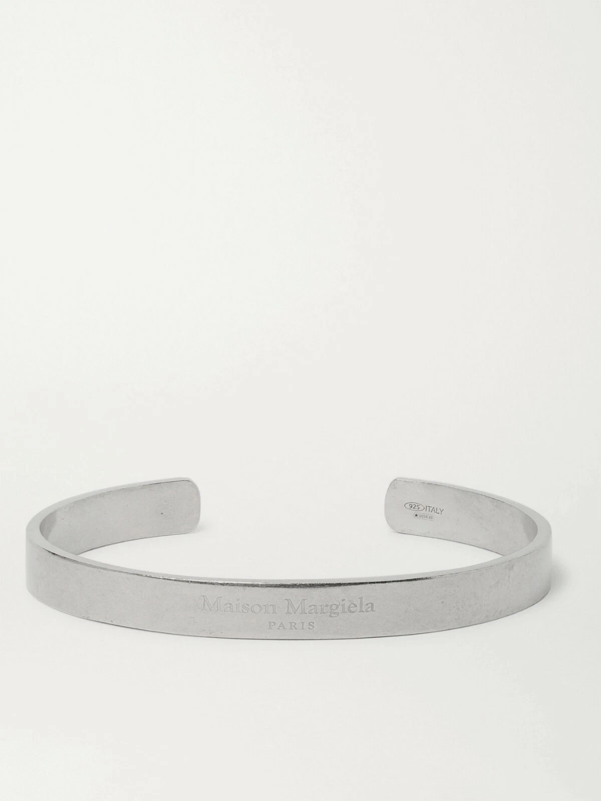 NUOVO $595 MAISON MARGIELA bracciale in argento sterling con logo inciso taglia L GRANDE 2021