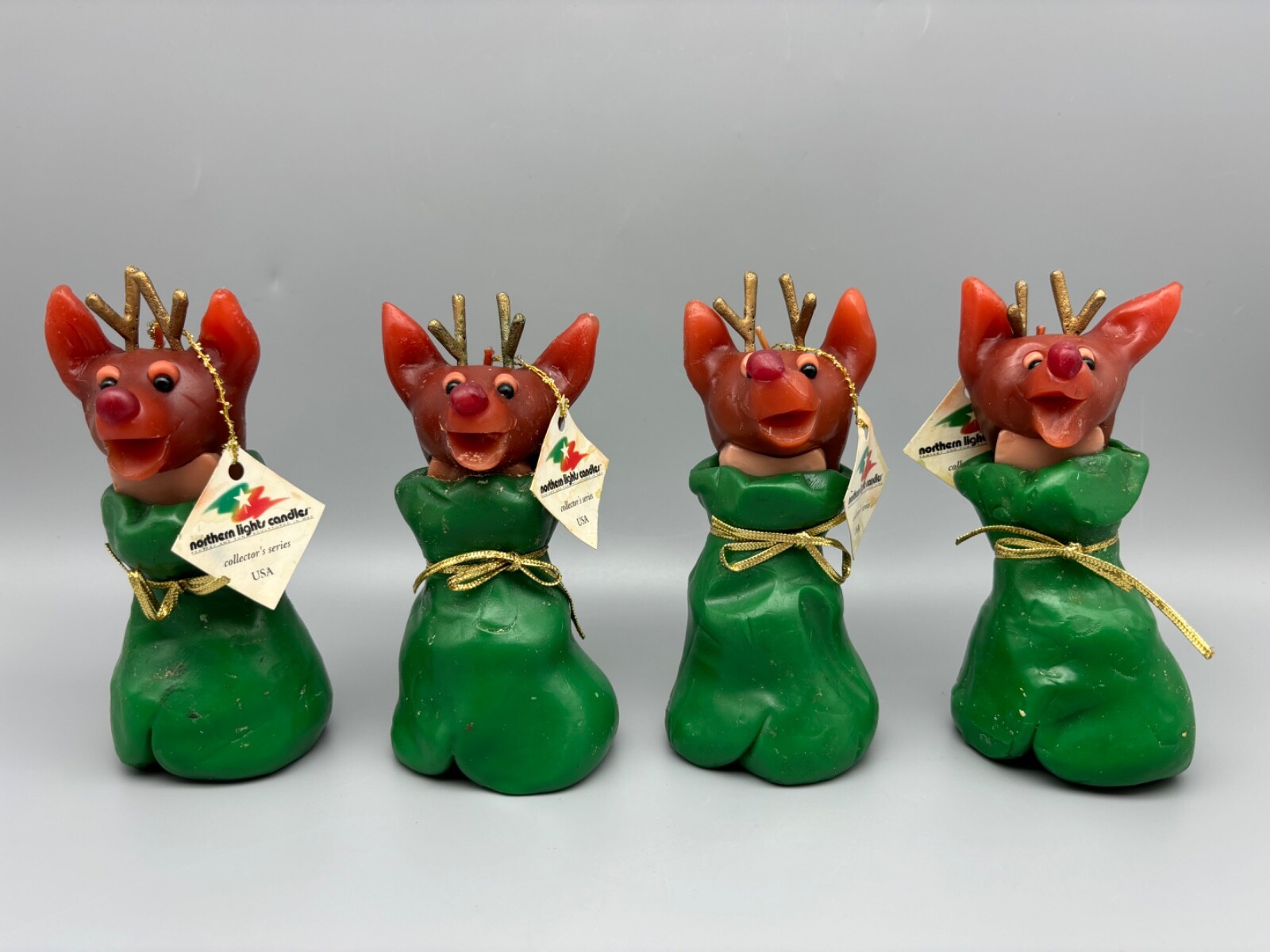 (4) RARE VTG Northern Lights Candles CHRISTMAS RUDOLPH THE RED-NOSED REINDEER