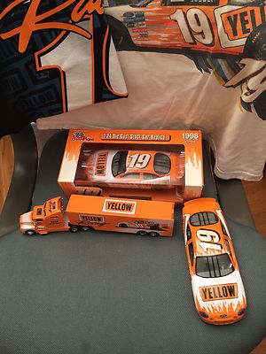 Stock Car Diecast Replicas #19 Yellow Racing, 18 Wheeler, and Men's T-shirt