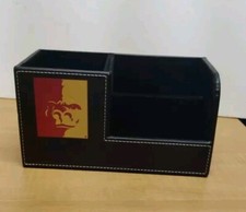 Black Faux Leather Box Desk Organizer College Licensed Product 8"X4"X4