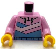 Lego New Minifigure Bright Pink Torso Hoodie w/ Medium Blue White Diagonal Part