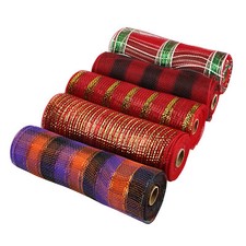 10yards Christmas Tree Poly Metallic Mesh Ribbon for Wreath Bow Craft Gift Wrap