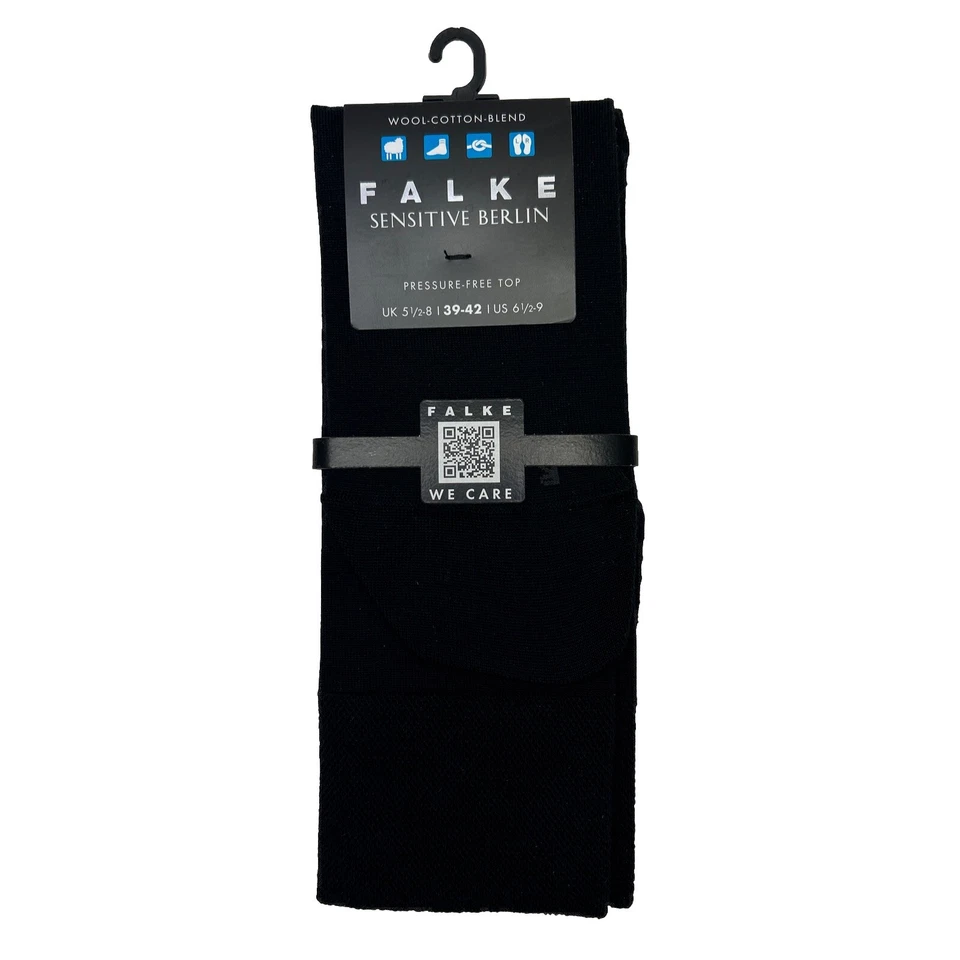 Носки мужские FALKE чувствительные Berlin натуральная шерсть и хлопковая смесь черные размер США 6,5-9 - Изображение 2 из 4
