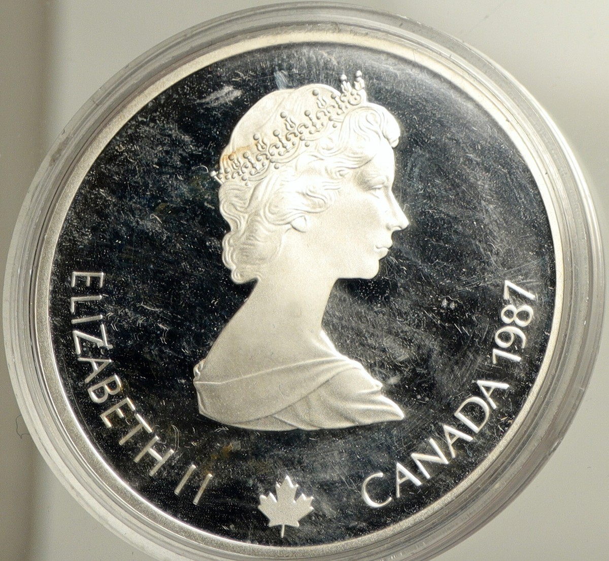 1987 CANADA 1988 CALGARY OLYMPICS Ski Jumping OLD Proof Silver $20