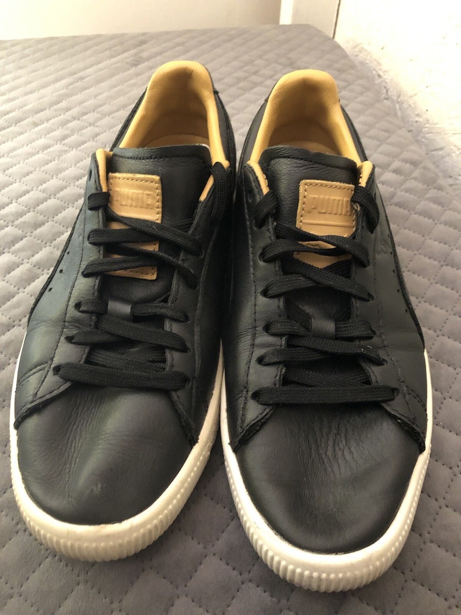 Puma Women's Clyde Cheetah Shoes Black Leather White Sz 7.5 Puma Women's Clyde Cheetah Shoes Black Leather White Sz 7.5