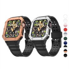 For Apple Watch 9/8/7/6 Rugged Case with Band Strap for Men 45/44/42/41/40/38 mm