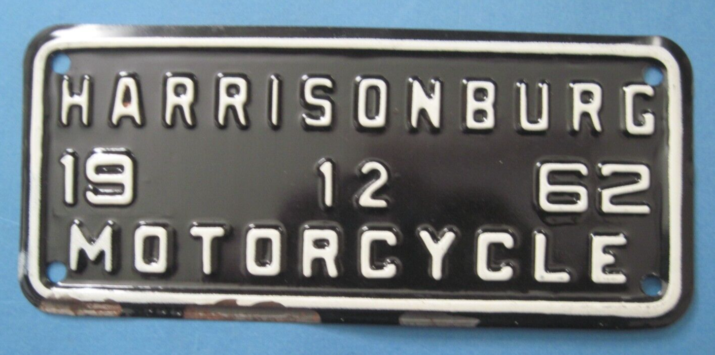 1962 Harrisonburg Virginia motorcycle license plate eBay