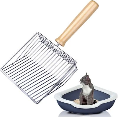 PAWHUT Wubushan Katzenstreuschaufel Katzenklo Schaufel Metall Holzgriff Länge 28cm