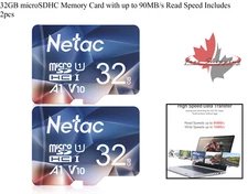 32GB microSDHC Memory Card with up to 90MB/s Read Speed Includes 2pcs 