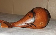 Solid Wood Whale 6 In Figurine Multi Color Smooth Wood 2.5 In Tall
