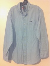 Mens Chaps Easy Care Blue Pinstripe Dress Shirt Size Large EUC!!!