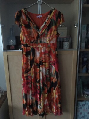 Schönes Kleid Gr 38/40 Chiffon Orange Abstrakt von Marks & Spencer