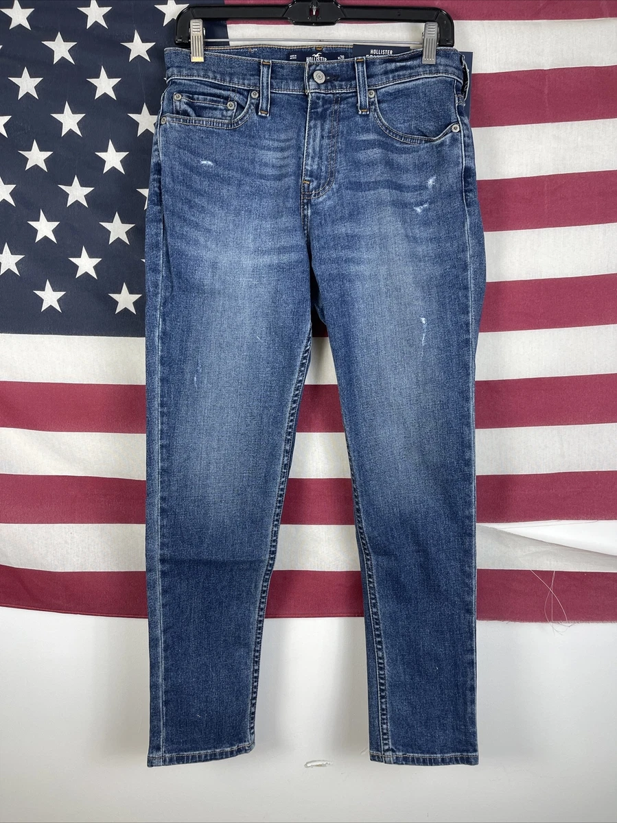 Hollister Epic Flex Distressed Dark Wash Athletic Skinny Jeans