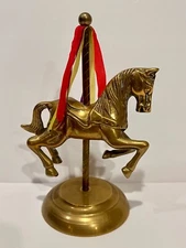 Vintage Small Brass Carrousel Horse sculpture/statue	