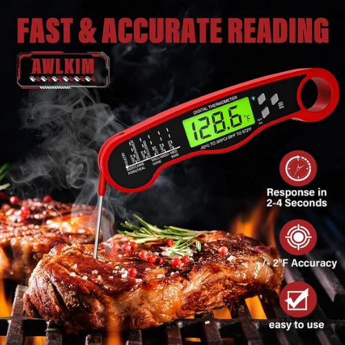 Meat Thermometer Digital - Fast Instant Read Food Thermometer for Cooking - Red