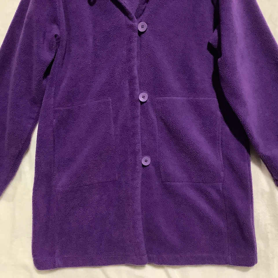 Roamans женщин плюшевая флисовая куртка Sz 14W фиолетовый кнопка застежки карманы воротник - Изображение 2 из 4